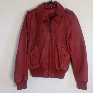 Rocco Tuscani Red Lambskin Bomber Jacket|Small